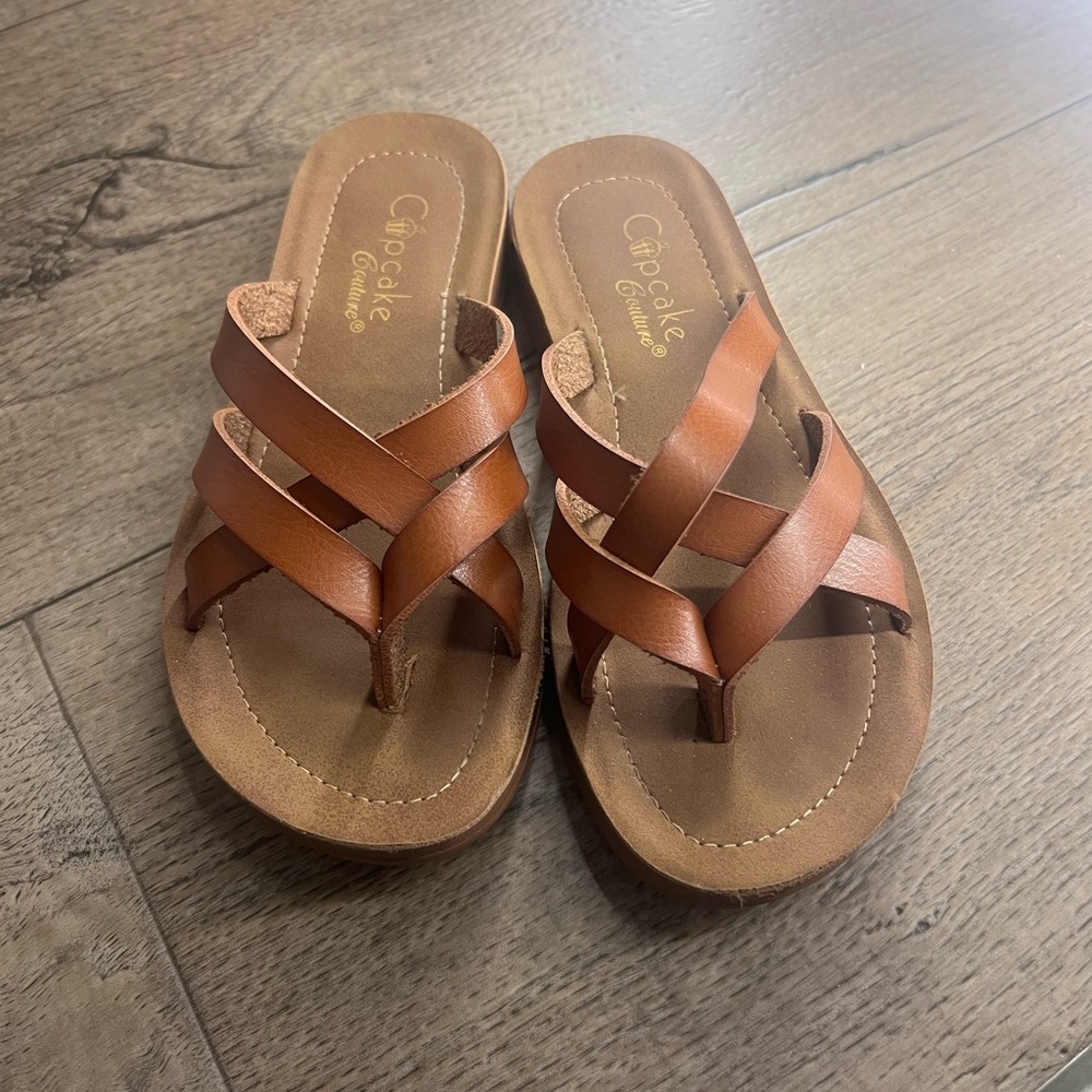 Cupcake Couture Brown Crisscross Sandals
